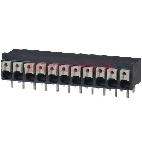 1824730000 - 0.150 3.81mm Black Tube Liquid Crystal Polymer (LCP), Glass Filled Through Hole Horizontal with Board Screwless - Push Button Clamp 1 Levels 16-24 AWG Omnimate LSF-SMT