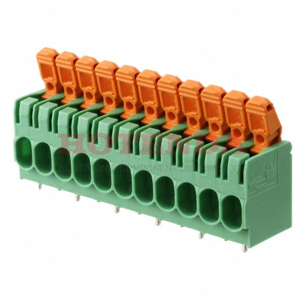 1792193 - 0.295 7.50mm Green Bulk Polyamide (PA), Nylon Through Hole Horizontal with Board Screwless - Spring Cage, Tension Clamp 1 Levels 10-24 AWG COMBICON PLH