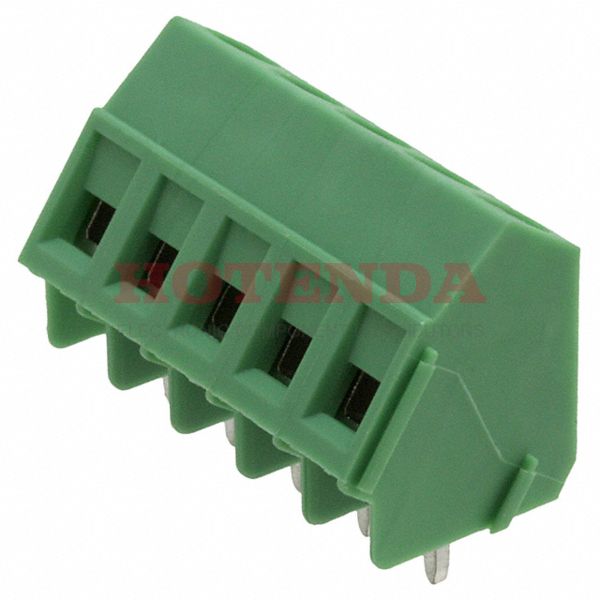 1733444 - 0.197 5.00mm Green Bulk Polyamide (PA), Nylon Through Hole 35° (145°) Angle with Board Screw - Rising Cage Clamp 1 Levels 14-30 AWG COMBICON SMKDSP