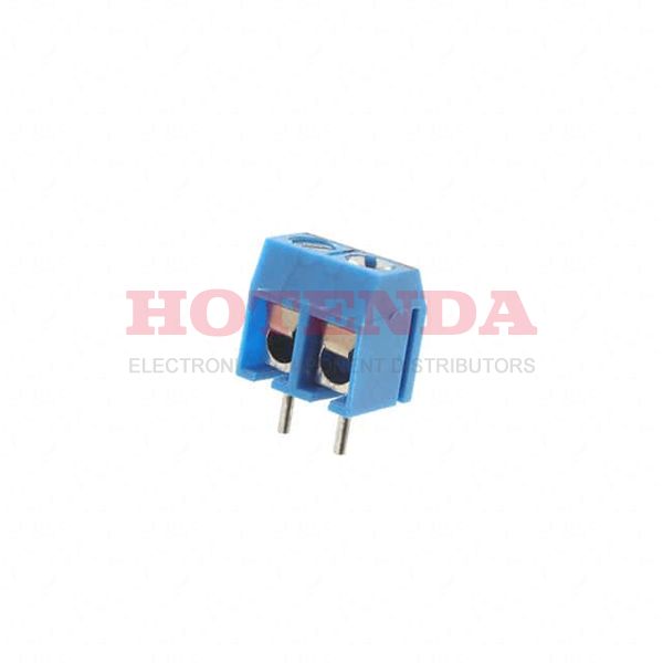 EBBA-02-C-SS-BU - 0.197 5.00mm Blue Bulk Polybutylene Terephthalate (PBT) Through Hole Horizontal with Board Screw - Leaf Spring, Wire Guard 1 Levels 14-22 AWG EB