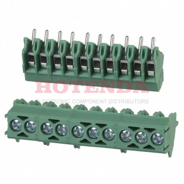 1989036 - 0.138 3.50mm Green Bulk Polyamide (PA), Nylon Through Hole 45° (135°) Angle with Board Screw 1 Levels 16-26 AWG COMBICON PTA