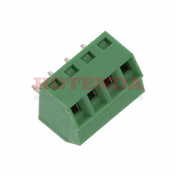 691221320004 - 0.150 3.81mm Green Bulk Polyamide (PA66), Nylon 6/6 Through Hole 55° (125°) Angle with Board Screw - Rising Cage Clamp 1 Levels 16-28 AWG WR-TBL Series 2213