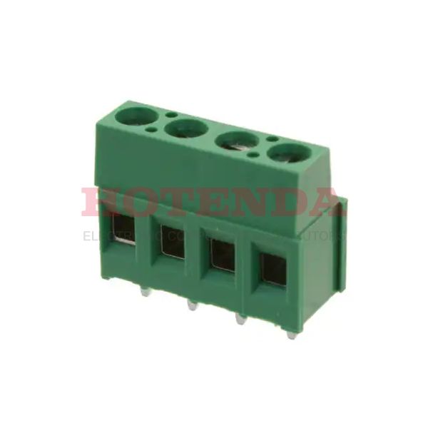 282841-4 - 0.200 5.08mm Green Bulk Polyamide (PA66), Nylon 6/6 Through Hole Horizontal with Board Screw - Rising Cage Clamp 1 Levels 12-30 AWG Buchanan