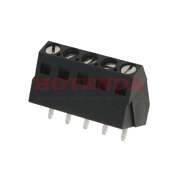 1546074-5 - 0.200 5.08mm Black Bulk Polyamide (PA66), Nylon 6/6 Through Hole 35° (145°) Angle with Board Screw - Rising Cage Clamp 1 Levels 12-30 AWG Buchanan