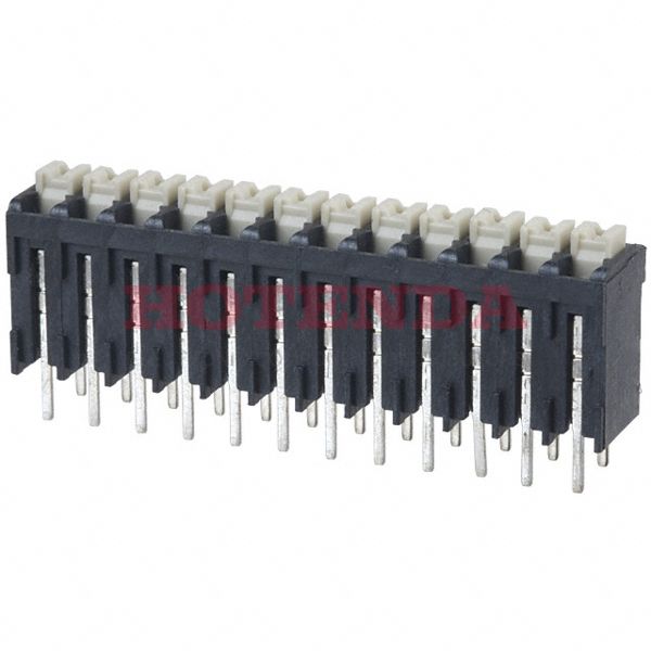 1825740000 - 0.138 3.50mm Black Tube Liquid Crystal Polymer (LCP), Glass Filled Through Hole Vertical with Board Screwless - Push Button Clamp 1 Levels 16-24 AWG Omnimate LSF-SMT