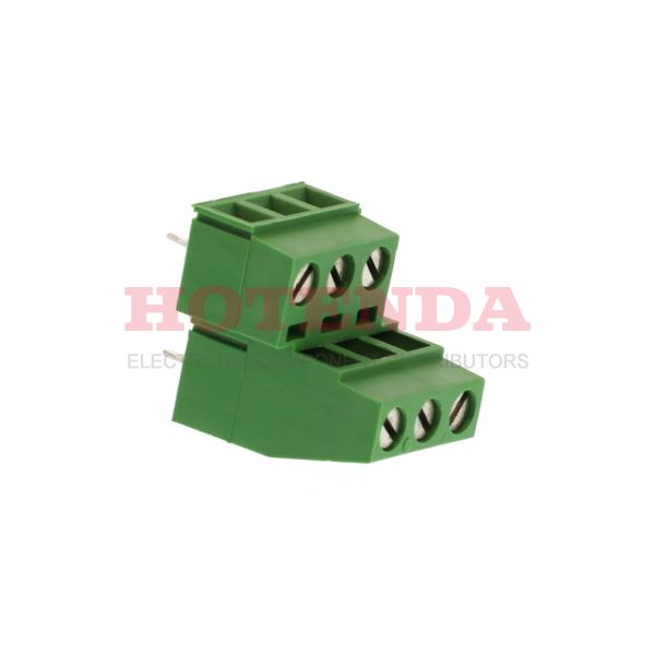 282868-3 - 0.197 5.00mm Green Bulk Polyamide (PA66), Nylon 6/6 Through Hole Horizontal with Board Screw - Rising Cage Clamp 2 Levels 12-30 AWG Buchanan
