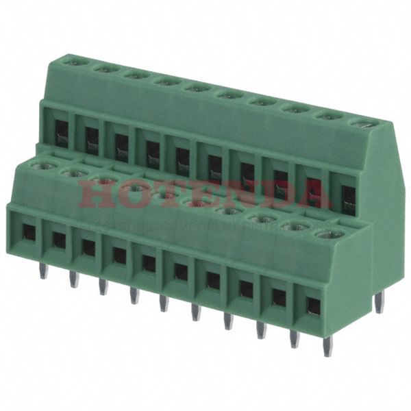 1708110 - 0.150 3.81mm Green Bulk Polyamide (PA), Nylon Through Hole Horizontal with Board Screw - Rising Cage Clamp 2 Levels 16-30 AWG COMBICON MKKDS