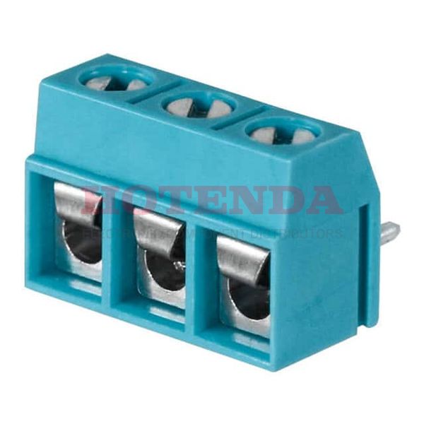 TB002V-500-03BE - 0.197 5.00mm Blue Bulk Polybutylene Terephthalate (PBT) Through Hole Vertical with Board Screw - Leaf Spring, Wire Guard 1 Levels 12-22 AWG TB002V-500
