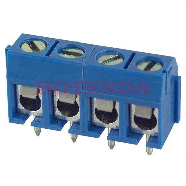 ED500/4DS - 0.197 5.00mm Blue Bulk Polyamide (PA), Nylon Through Hole Horizontal with Board Screw - Leaf Spring, Wire Guard 1 Levels 14-22 AWG ED500/DS