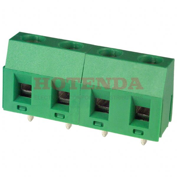ED365/4 - 0.295 7.50mm Green Bulk Polyamide (PA), Nylon Through Hole Horizontal with Board Screw - Rising Cage Clamp 1 Levels 12-22 AWG ED365