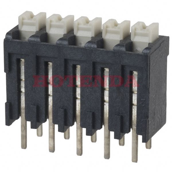 1825820000 - 0.150 3.81mm Black Tube Liquid Crystal Polymer (LCP), Glass Filled Through Hole Vertical with Board Screwless - Push Button Clamp 1 Levels 16-24 AWG Omnimate LSF-SMT