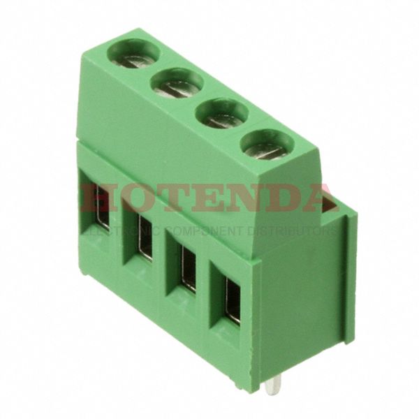 282856-4 - 0.197 5.00mm Green Bulk Polyamide (PA66), Nylon 6/6 Through Hole Horizontal with Board Screw - Rising Cage Clamp 1 Levels 12-30 AWG Buchanan