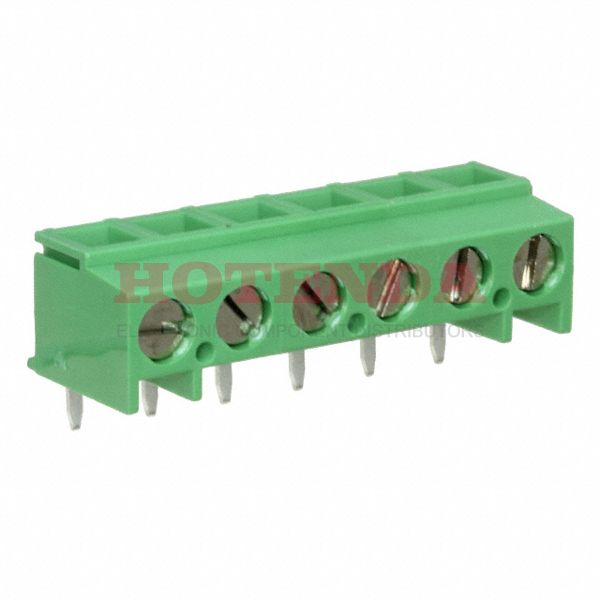 284094-6 - 0.200 5.08mm Green Bulk Polyamide (PA66), Nylon 6/6 Through Hole Vertical with Board Screw - Rising Cage Clamp 1 Levels 16-30 AWG Buchanan