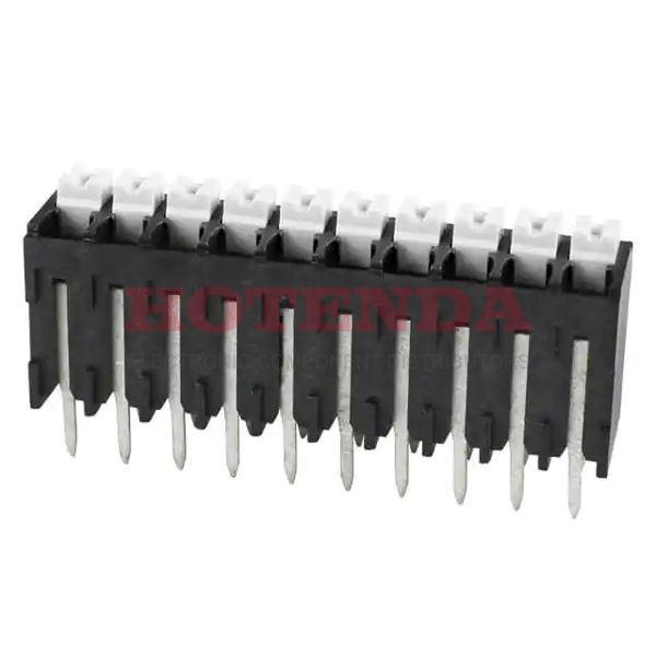 TBLH10V-350-10BK - 0.138 3.50mm Black Tray Liquid Crystal Polymer (LCP) Through Hole Vertical with Board Screwless - Push Button Clamp 1 Levels 16-24 AWG TBLH10V-350