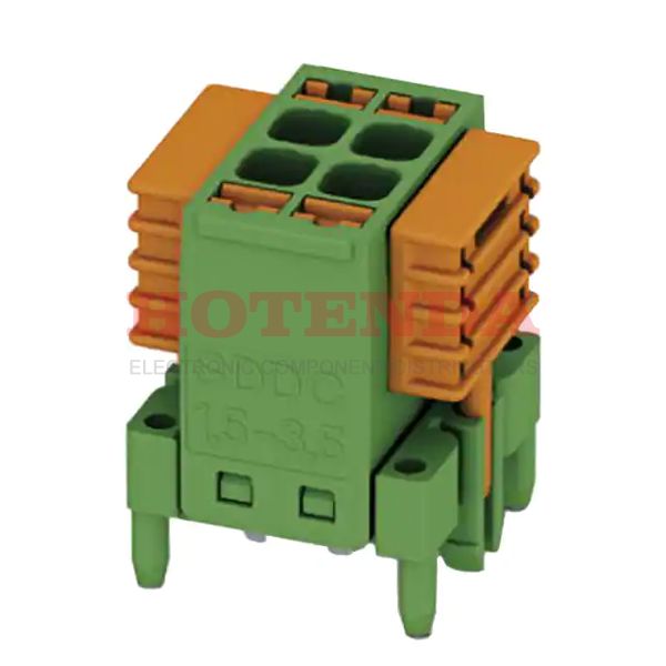 1848642 - 0.138 3.50mm Green Bulk Polyamide (PA), Nylon Through Hole, SKEDD Vertical with Board Screwless - Leg Spring, Push-In Spring 2 Levels 16-24 AWG SDDC