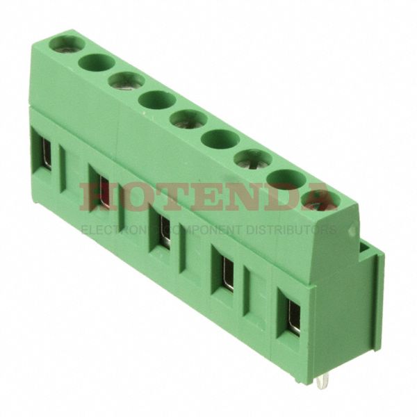282858-5 - 0.394 10.00mm Green Bulk Polyamide (PA66), Nylon 6/6 Through Hole Horizontal with Board Screw - Rising Cage Clamp 1 Levels 12-30 AWG Buchanan