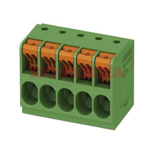 1017524 - 0.250 6.35mm Green Bulk Through Hole Horizontal with Board Screwless - Leg Spring, Push-In Spring 1 Levels 10-24 AWG COMBICON TDPT