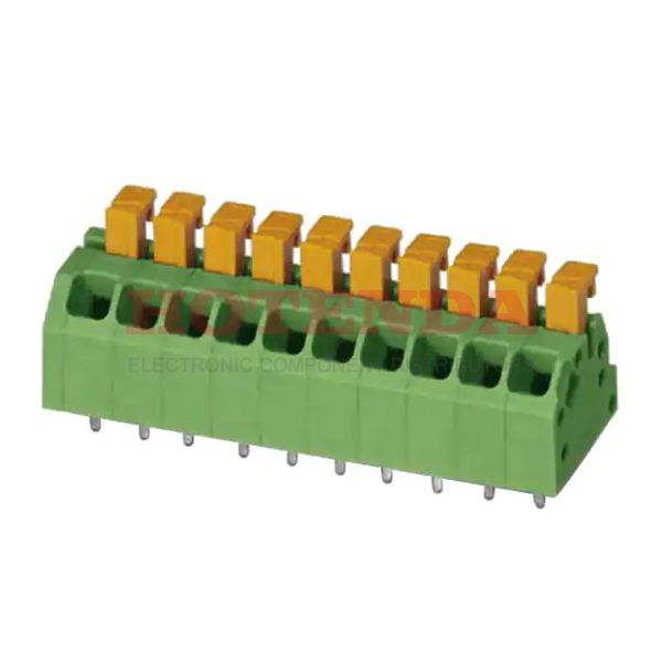 1864367 - 0.138 3.50mm Green Bulk Polyamide (PA), Nylon Through Hole 45° (135°) Angle with Board Screwless - Leg Spring, Push-In Spring 1 Levels 16-24 AWG COMBICON SPTAF LL