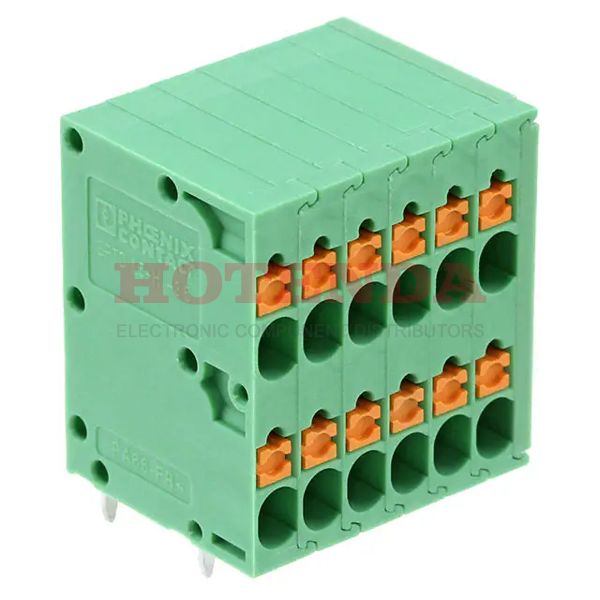 1841539 - 0.138 3.50mm Green Bulk Polyamide (PA), Nylon Through Hole Horizontal with Board Screwless - Leg Spring, Push-In Spring 2 Levels 14-26 AWG COMBICON SPT