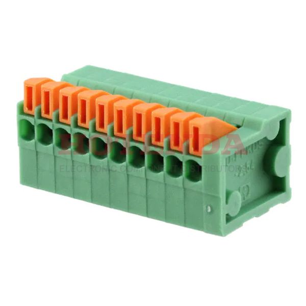 1789401 - 0.100 2.54mm Green Bulk Through Hole Vertical with Board Screwless - Spring Cage, Tension Clamp 1 Levels 20-26 AWG COMBICON FFKDSA