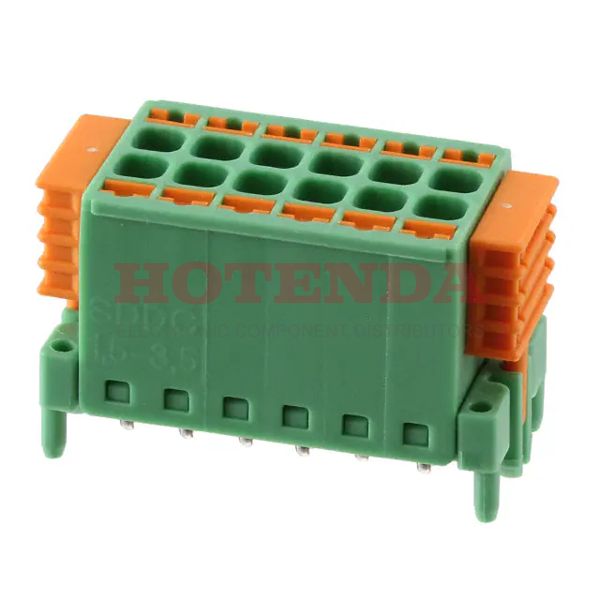 1848684 - 0.138 3.50mm Green Bulk Polyamide (PA), Nylon Through Hole, SKEDD Vertical with Board Screwless - Leg Spring, Push-In Spring 2 Levels 16-24 AWG SDDC