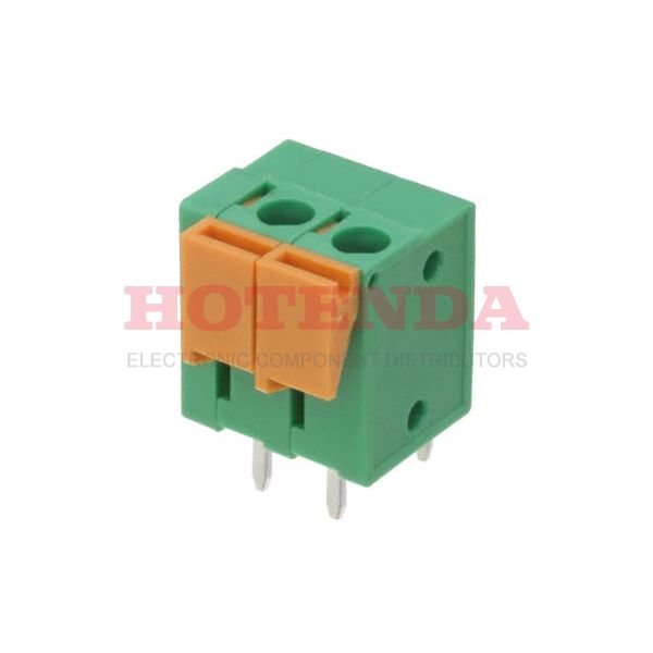 EM279502H - 0.200 5.08mm Bulk Thermoplastic Through Hole Vertical with Board Screwless - Push Button Clamp 1 Levels 14-24 AWG Euro-Mag EM2795