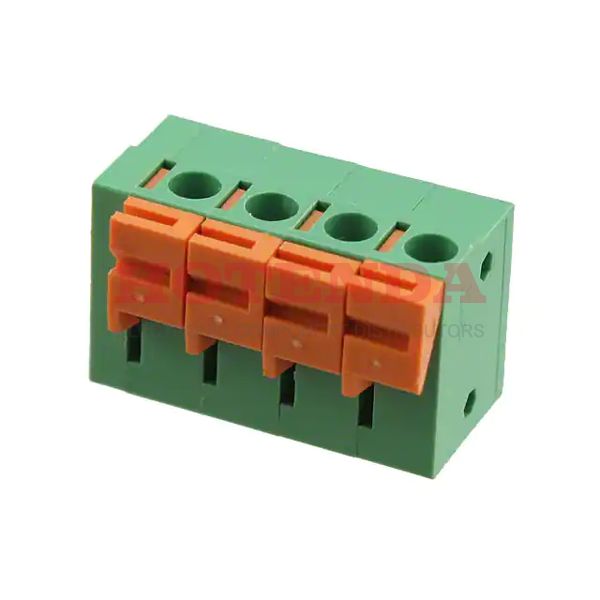 HA0401500000G - 0.200 5.08mm Green Bulk Thermoplastic Through Hole Horizontal with Board Screwless - Leg Spring, Push-In Spring 1 Levels 14-24 AWG 09-508
