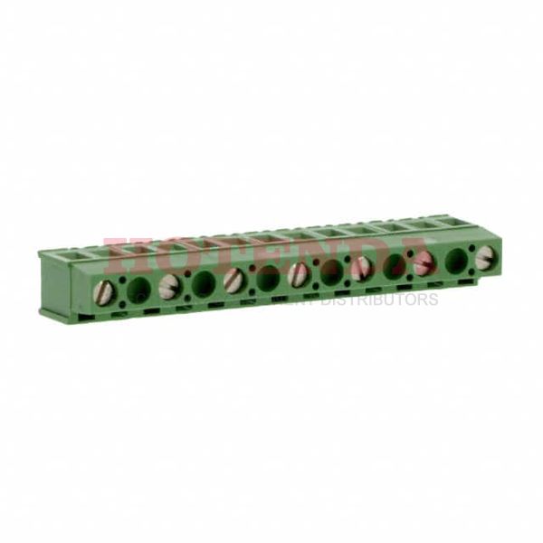 282843-7 - 0.400 10.16mm Green Bulk Polyamide (PA66), Nylon 6/6 Through Hole Horizontal with Board Screw - Rising Cage Clamp 1 Levels 12-30 AWG Buchanan