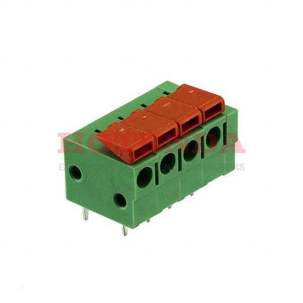 0397000804 - 0.197 5.00mm Green Tray Polyamide (PA66), Nylon 6/6 Through Hole Horizontal with Board Screwless - Push Button Clamp 1 Levels 14-22 AWG Eurostyle 39700