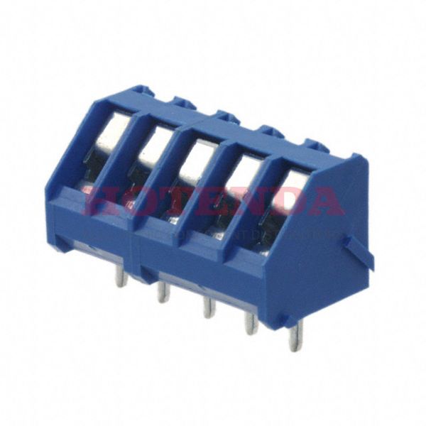 1776252-5 - 0.197 5.00mm Blue Bulk Polyamide (PA66), Nylon 6/6 Through Hole 45° (135°) Angle with Board Screw - Leaf Spring, Wire Guard 1 Levels 14-22 AWG Buchanan