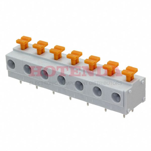 691411410007 - 0.300 7.62mm Green Bulk Polyamide (PA66), Nylon 6/6 Through Hole Horizontal with Board Screwless - Push Button Clamp 1 Levels 16-30 AWG WR-TBL Series 4114