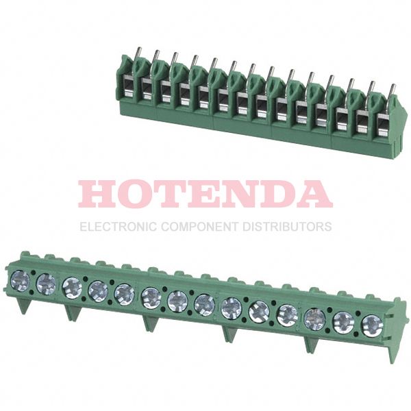1988927 - 0.197 5.00mm Green Bulk Polyamide (PA), Nylon Through Hole 45° (135°) Angle with Board Screw 1 Levels 12-26 AWG COMBICON PTA