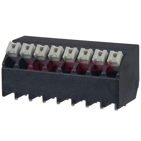 1885470000 - 0.150 3.81mm Black Tube Liquid Crystal Polymer (LCP), Glass Filled Through Hole 45° (135°) Angle with Board Screwless - Push Button Clamp 1 Levels 16-24 AWG Omnimate LSF-SMT