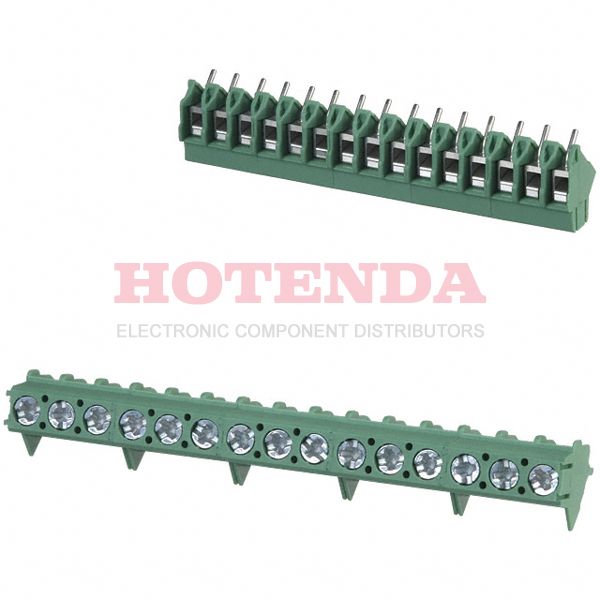 1988930 - 0.197 5.00mm Green Bulk Polyamide (PA), Nylon Through Hole 45° (135°) Angle with Board Screw 1 Levels 12-26 AWG COMBICON PTA