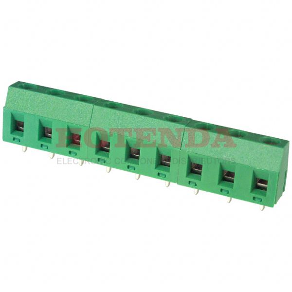 ED365/9 - 0.295 7.50mm Green Bulk Polyamide (PA), Nylon Through Hole Horizontal with Board Screw - Rising Cage Clamp 1 Levels 12-22 AWG ED365