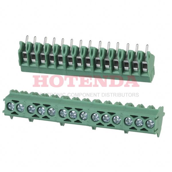 1989078 - 0.138 3.50mm Green Bulk Polyamide (PA), Nylon Through Hole 45° (135°) Angle with Board Screw 1 Levels 16-26 AWG COMBICON PTA