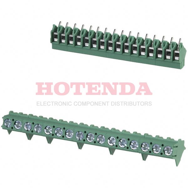 1988943 - 0.197 5.00mm Green Bulk Polyamide (PA), Nylon Through Hole 45° (135°) Angle with Board Screw 1 Levels 12-26 AWG COMBICON PTA