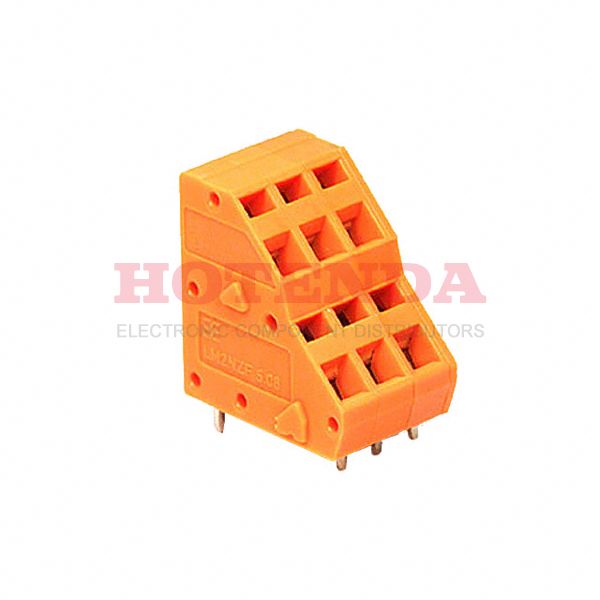 1764820000 - 0.200 5.08mm Orange Bulk Polyamide (PA), Nylon Through Hole 45° (135°) Angle with Board Screwless - Spring Cage, Tension Clamp 2 Levels 14-24 AWG Omnimate LMZF