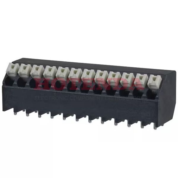 1885520000 - 0.150 3.81mm Black Tube Liquid Crystal Polymer (LCP), Glass Filled Through Hole 45° (135°) Angle with Board Screwless - Push Button Clamp 1 Levels 16-24 AWG Omnimate LSF-SMT