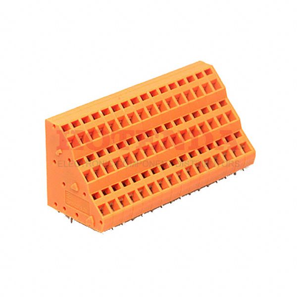 1758050000 - 0.200 5.08mm Orange Bulk Polyamide (PA), Nylon Through Hole 45° (135°) Angle with Board Screwless - Spring Cage, Tension Clamp 3 Levels 14-24 AWG Omnimate LMZF