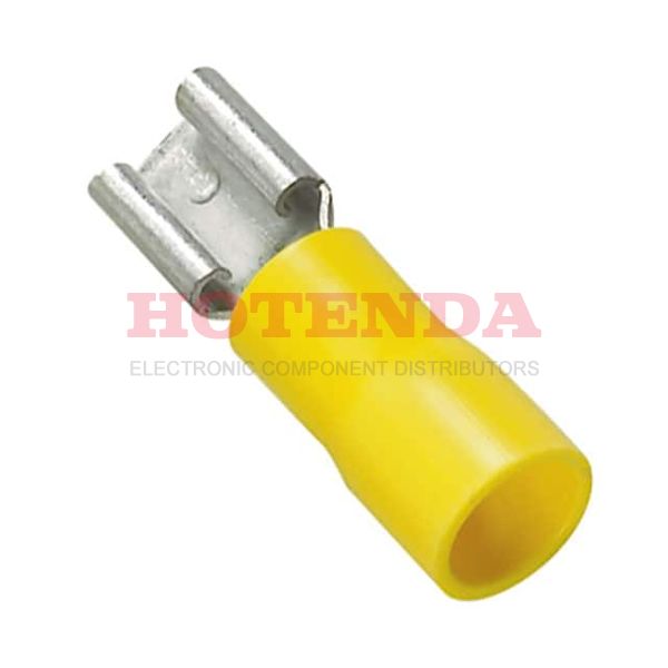 DV10-250C-D - 0.250" (6.35mm) Quick Connect Female 10-12 AWG Crimp Connector Non-Mating End Insulated