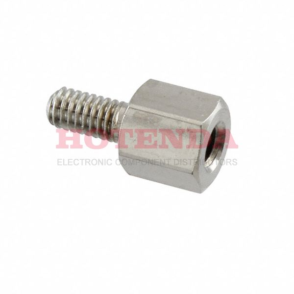 R25-3000502 - M2.5 Male/Female Threaded Hexagonal Brass Spacer, 5mm A/F, 5mm body, 5mm stud, Nickel finish