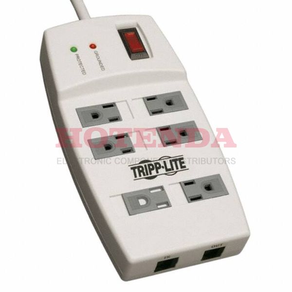TLP66NET - SURGE SUPPRESSOR;RJ45 PROTECTION;6 OUTLETS 1080 JOULES;4FT CORD