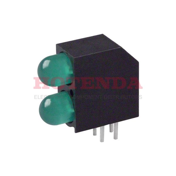 5520322 - LED 2HI 5MM 5V RT ANG GRN PC MNT