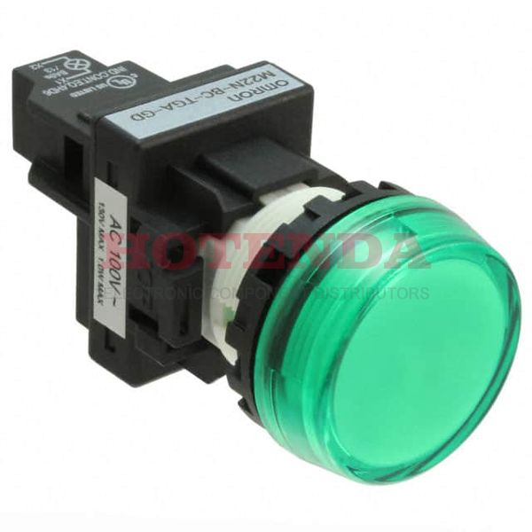 M22N-BC-TGA-GA - Indicator;22mm;Etchd Green, 6 VAC/DC