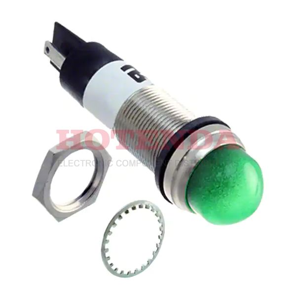 6563204304F - LED 1/2" DOME GRN 24VDC TERM
