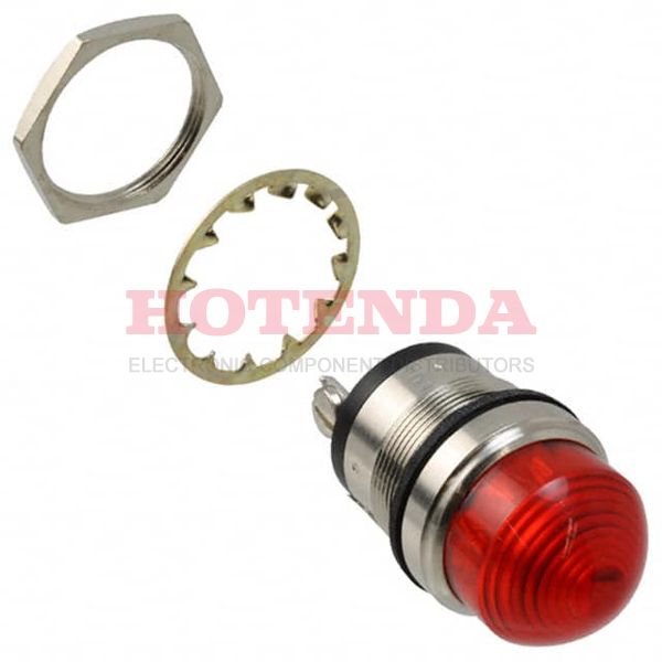 5563104304F - LED PNL MT 1" DOMED RED 24VDC