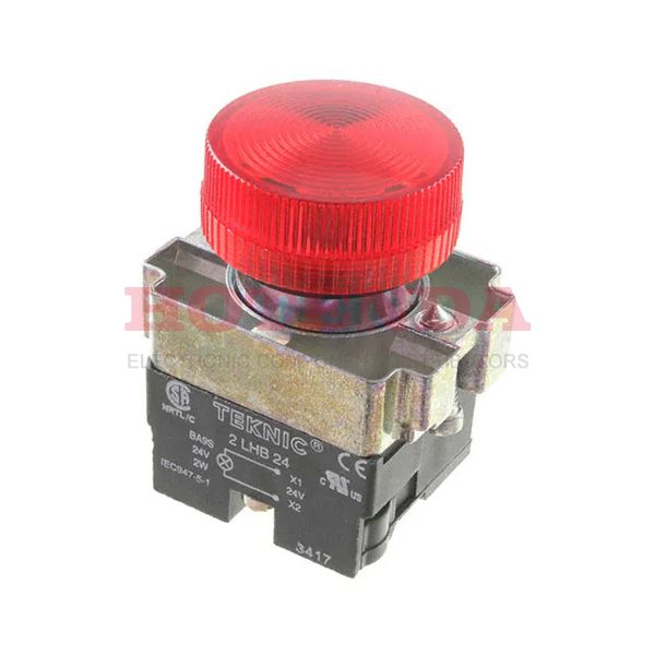 2PLB4LB-024 - 2PLB Red LED Pilot Light,22mm Cutout,IP65,24 V ac/dc,20 mA