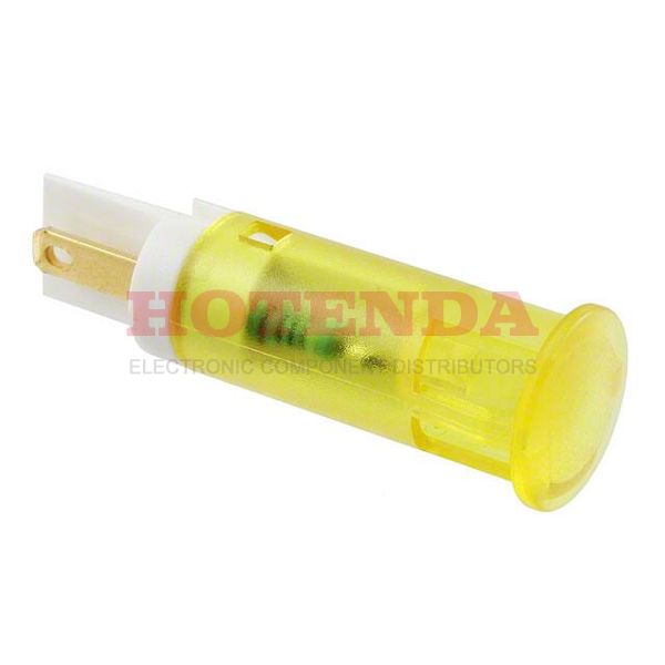 QS101XXY12 - LED Indicator;10mm;Plastic;Snap-In;Panel Mount;Fixed;Yellow;12VDC;Solder