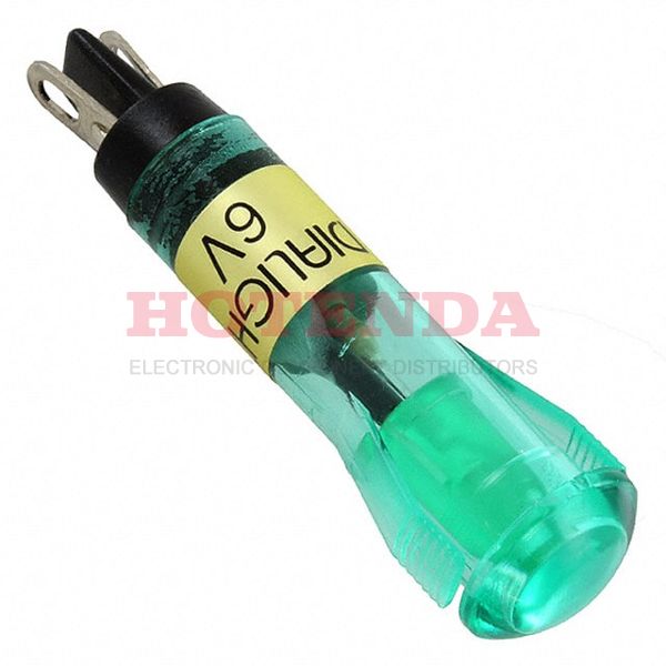 6081232220F - LED PNL IND 8MM GRN 6V SNAP-FIT